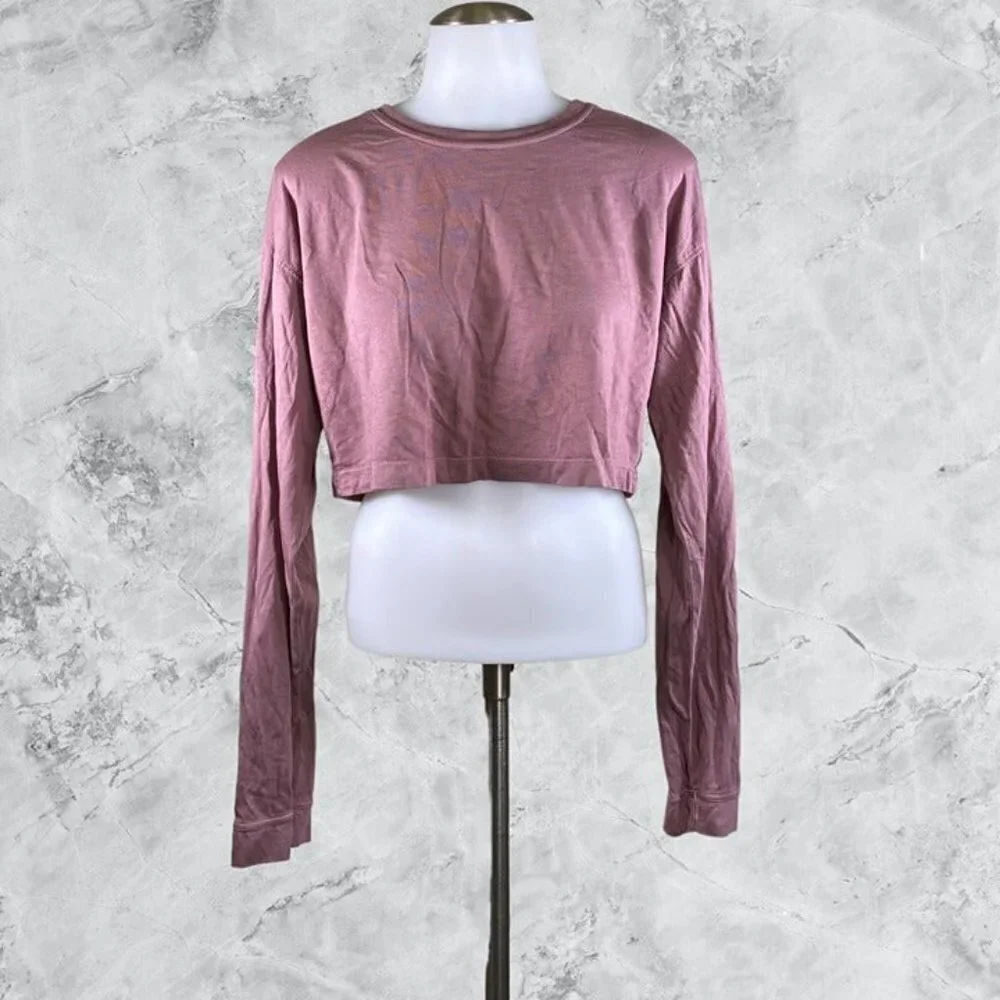 WellBeing + BeingWell Stella Long Sleeve Cropped Tee - Rose Taupe